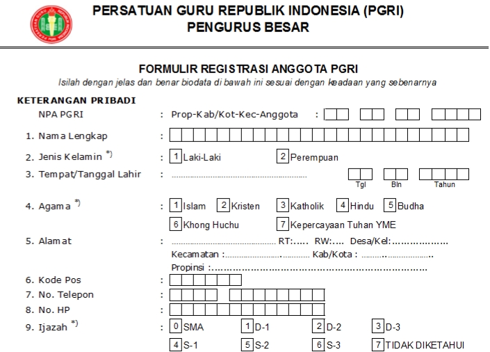 Pendaftaran PGRI Sulbar - Persatuan Guru Republik Indonesia Cabang Sulbar